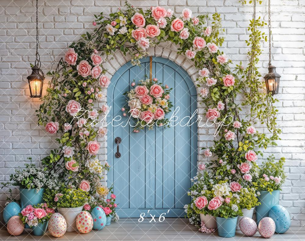 Kate Easter Flower Arch Blue Door Backdrop Designed by Emetselch