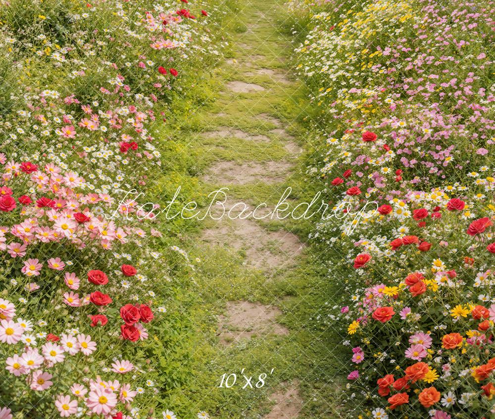 Kate Spring Floral Pathway Grass Floor Backdrop Designed by Emetselch