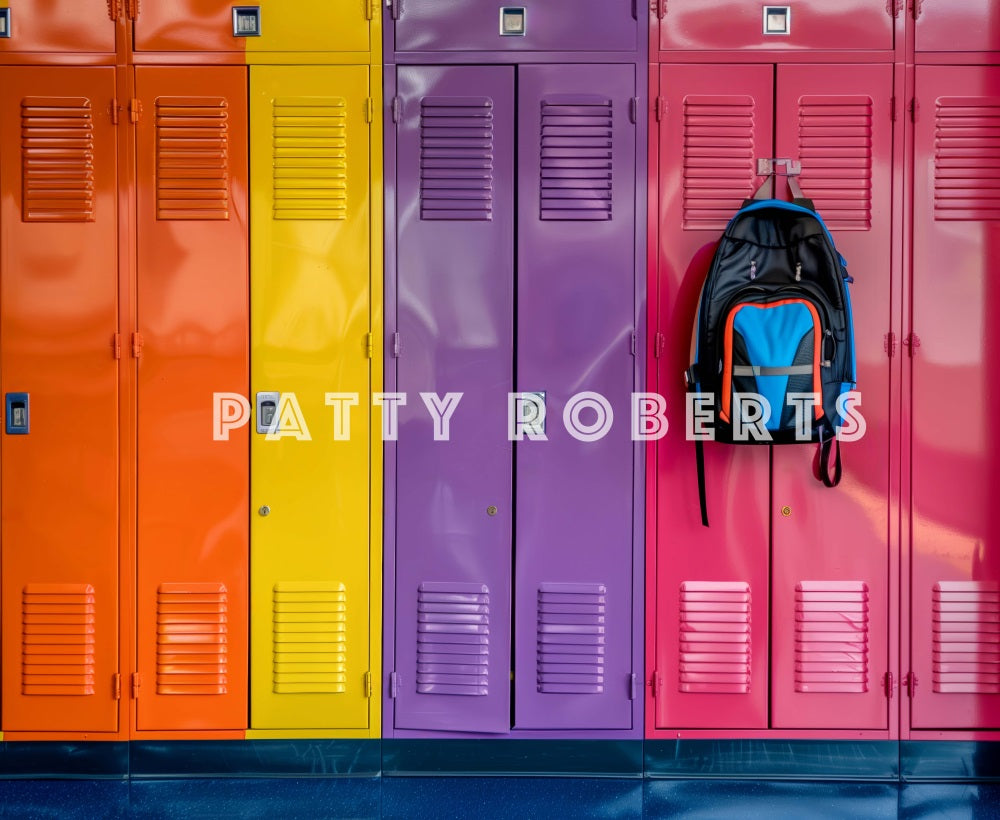 Retro Colorful Locker Backdrop Designed by Patty Robert