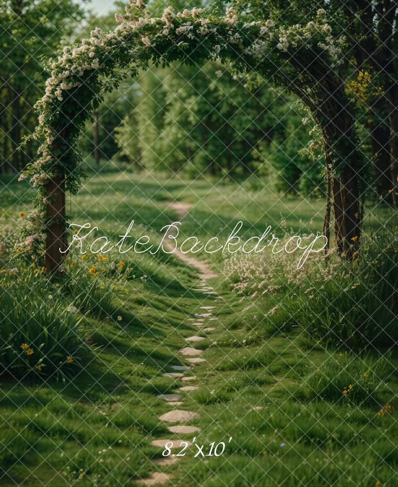 Spring Forest Arch Garden Path Green Foto Achtergrond Designed by Emetselch