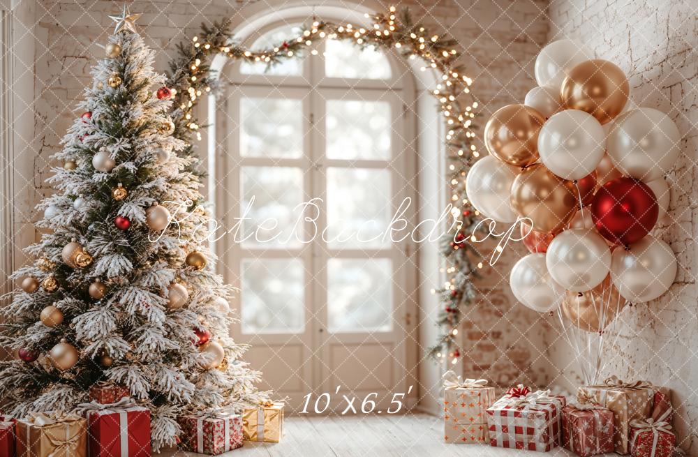 Fondo de Ventana Arco de Globos de Árbol de Navidad diseñado por Emetselch