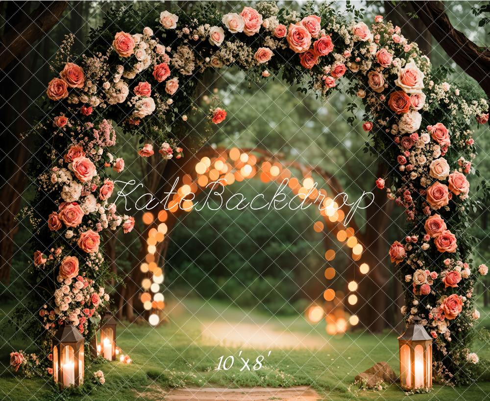 Spring Flower Arch Lights Wedding Foto Achtergrond Designed by Emetselch