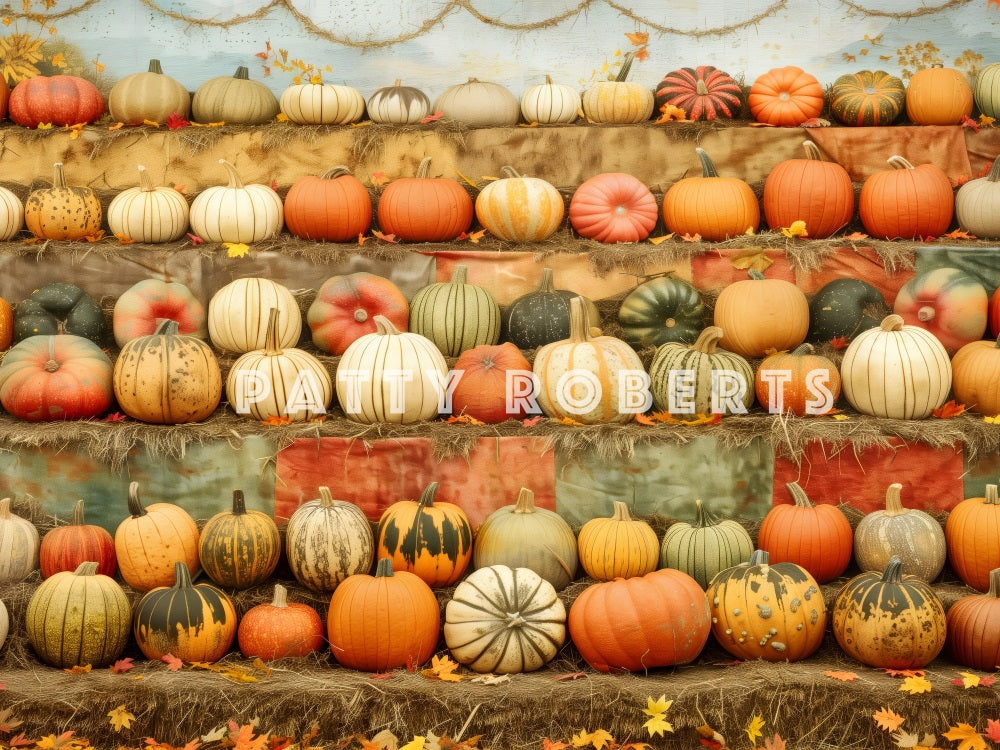 Fondo de stand de calabazas de cosecha de otoño Diseñado por Patty Robert