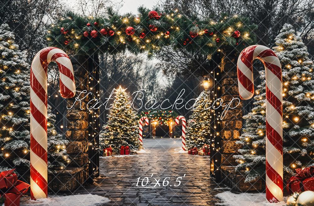 Kate Christmas Tree Candy Cane Garden Backdrop Designed by Emetselch