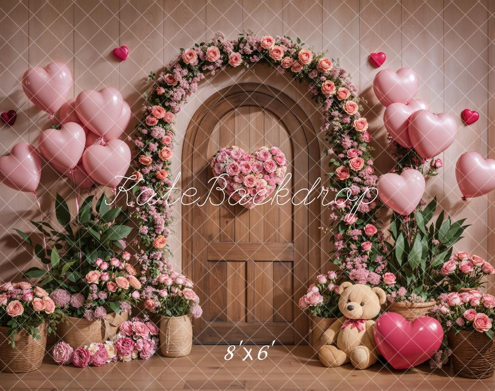 Kate Valentine Floral Arch Pink Balloons Backdrop Designed by Emetselch