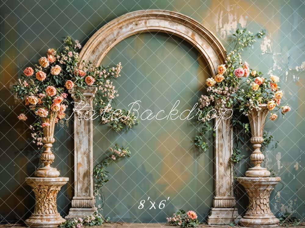 Fine Art Flower Vintage Arch Green Wall Foto Achtergrond Designed by Emetselch