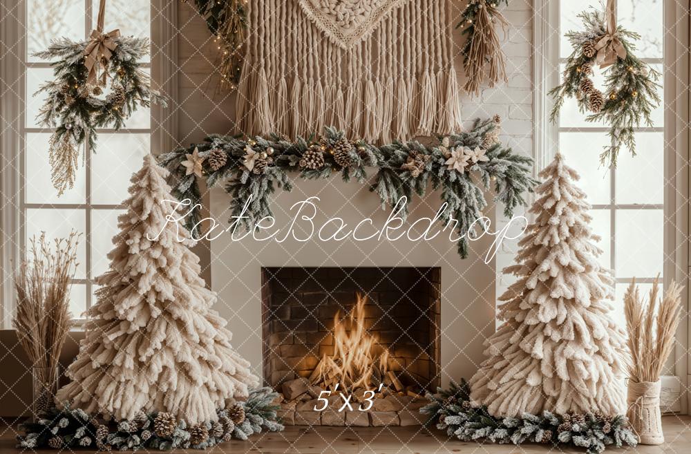 TEST Kate Christmas Tree Boho Fireplace White Backdrop Designed by Emetselch