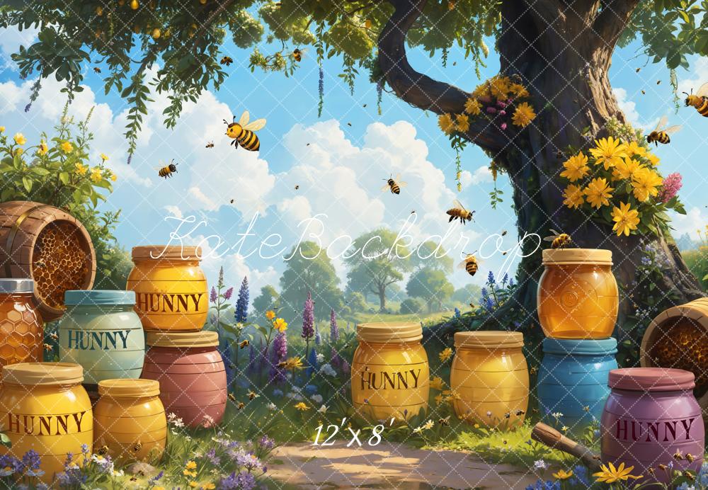 Kate Cartoon Tree Honey Hunny Bee Backdrop Designed by Emetselch