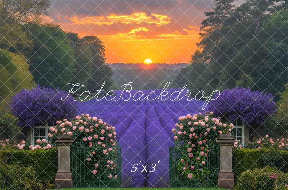 Kate  Lavender Field Garden Sunset Backdrop Designed by Mini MakeBelieve