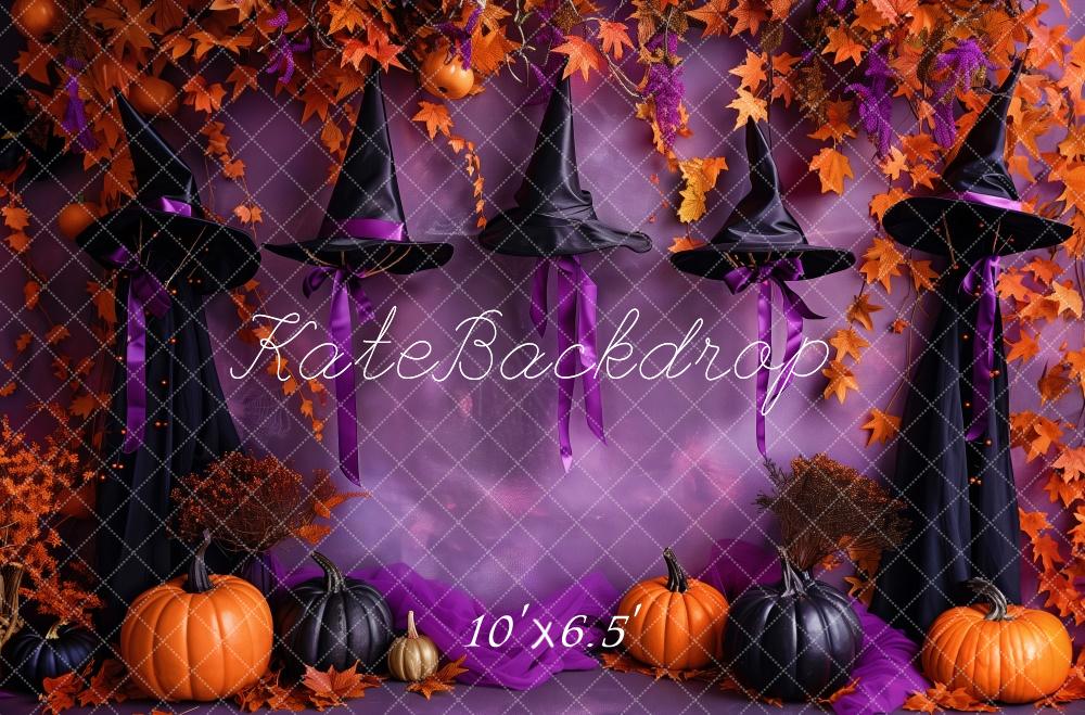 Kate Halloween Witchy Hat Purple Wall Backdrop Designed by Patty Robert