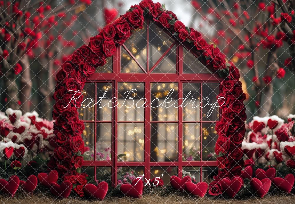 Valentine Rose Greenhouse Hearts Foto Achtergrond Designed by Mini MakeBelieve