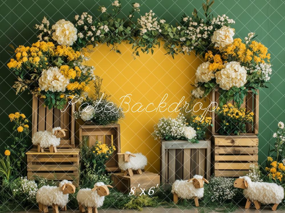 Spring Flower Arch Sheep Yellow Foto Achtergrond Designed by Patty Roberts