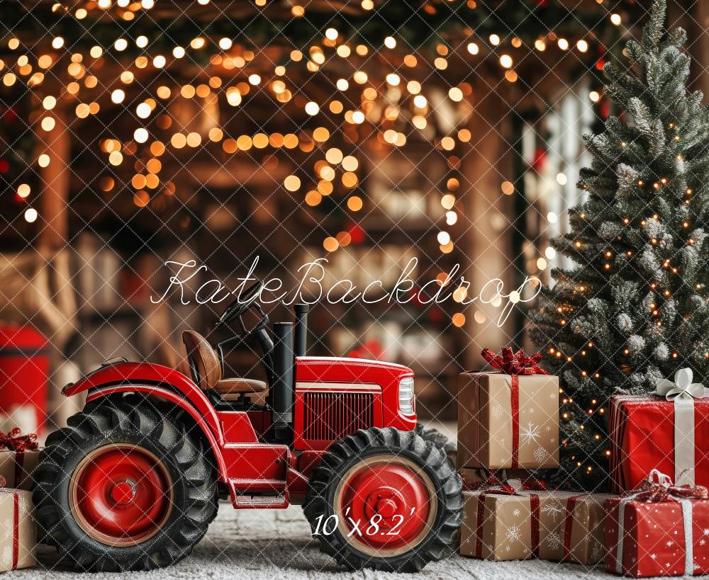 Kerst Tractor Gift Lights Foto Achtergrond Designed by Patty Roberts