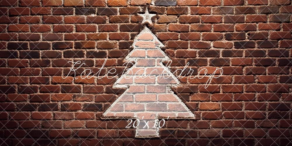 Kerstbomen op bakstenen muur Foto Achtergrond Designed by Megan Leigh Photography