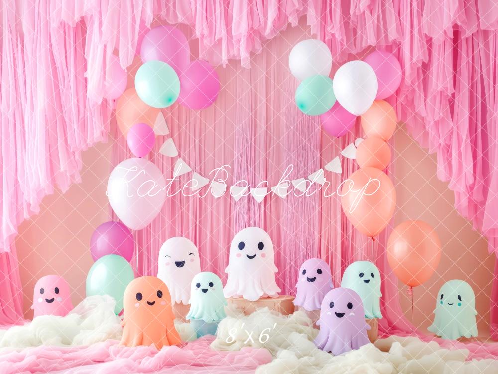 Fondo de cumpleaños de Halloween Smash Cake Fantasmas Globos Diseñado por Patty Roberts