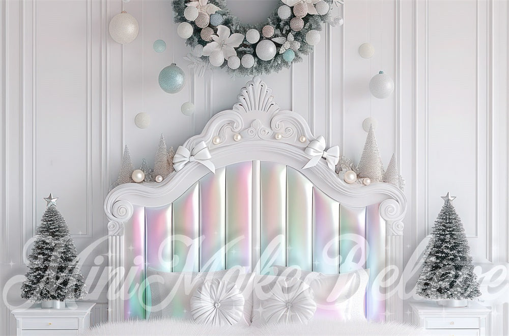 Kerst wit retro parelmoeren hoofdeinde achtergrond ontworpen door Mini MakeBelieve