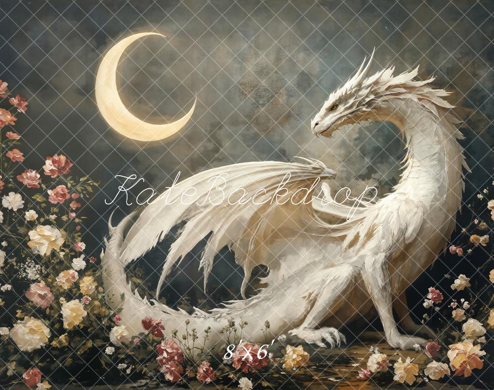 Fantasy Dragon Moon Floral Foto Achtergrond Designed by Emetselch