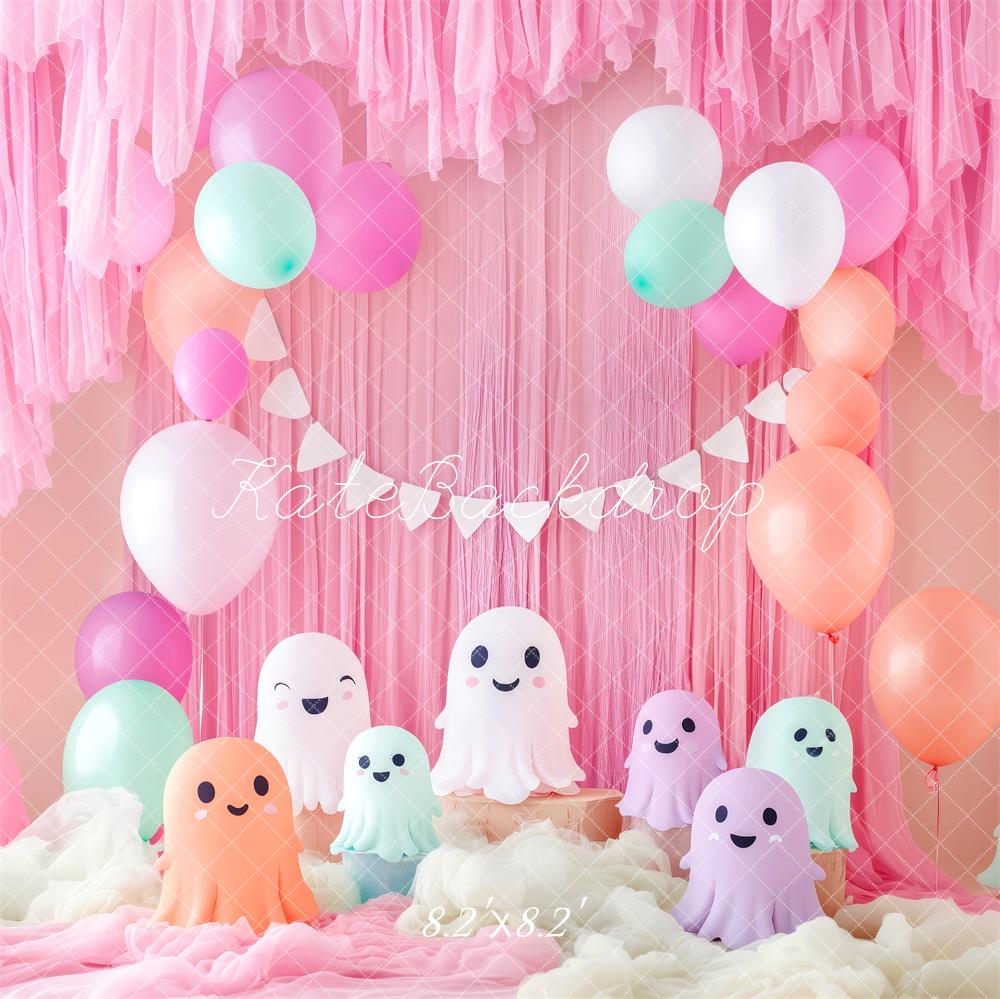 Fondo de cumpleaños de Halloween Smash Cake Fantasmas Globos Diseñado por Patty Roberts