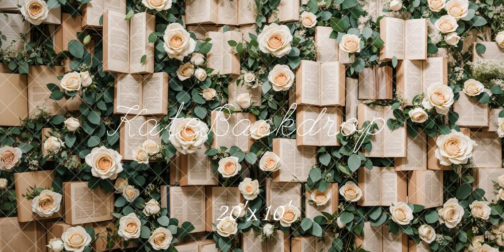 Kate Valentine Vintage Books Roses Backdrop Designed by Emetselch