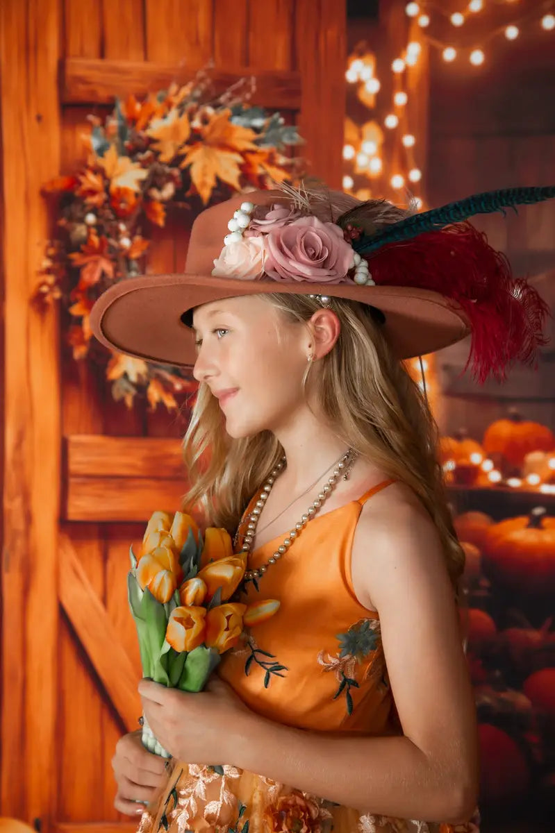 Kate Fall Barn Wooden Door Pumpkins Backdrop Designed by Emetselch