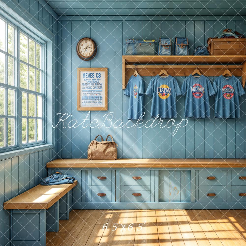 Sports Locker Room Window Blue Wall Foto Achtergrond Designed by Emetselch