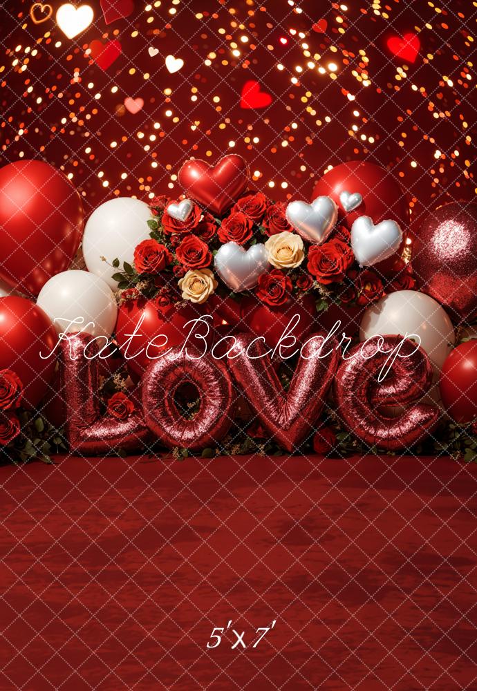 Kate Valentine's Day Love Balloons Roses Backdrop Designed by Emetselch