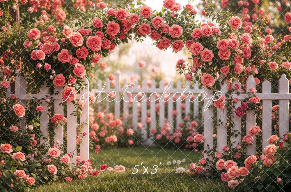 Kate Spring Flower Arch Pink Rose Garden Backdrop Designed by Emetselch