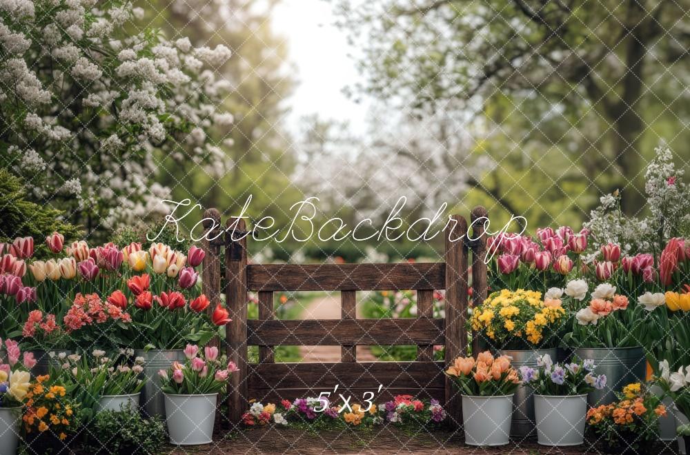 Kate Spring Garden Floral Fence Backdrop Designed by Mini MakeBelieve