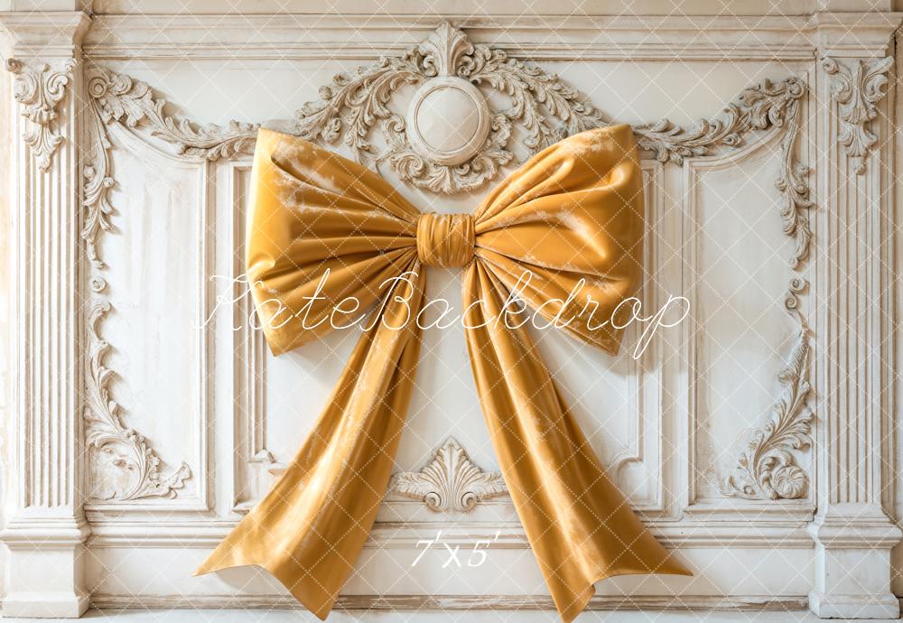 Kate Yellow Bow Vintage Wall Backdrop Designed by Emetselch