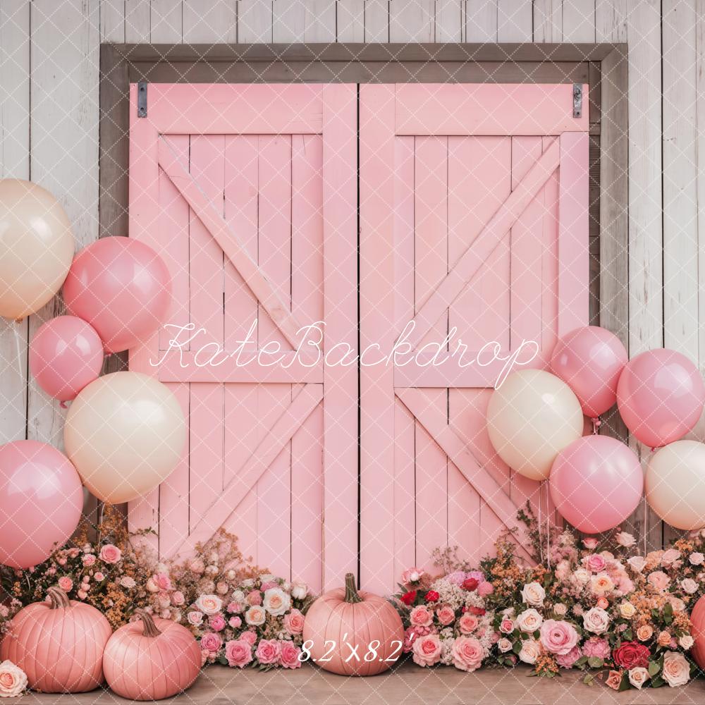 Kate Valentine Barn Door Pink Floral Backdrop Designed by Emetselch