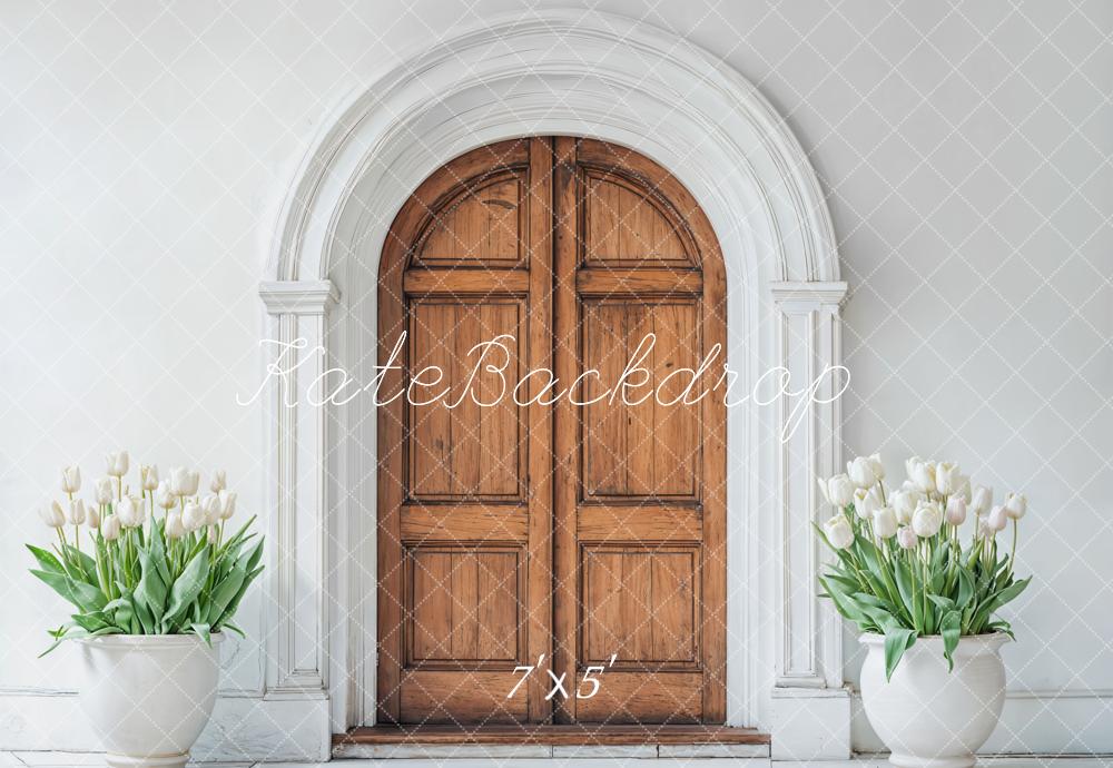 Kate Spring Wooden Arched Door Tulips Backdrop Designed by Emetselch