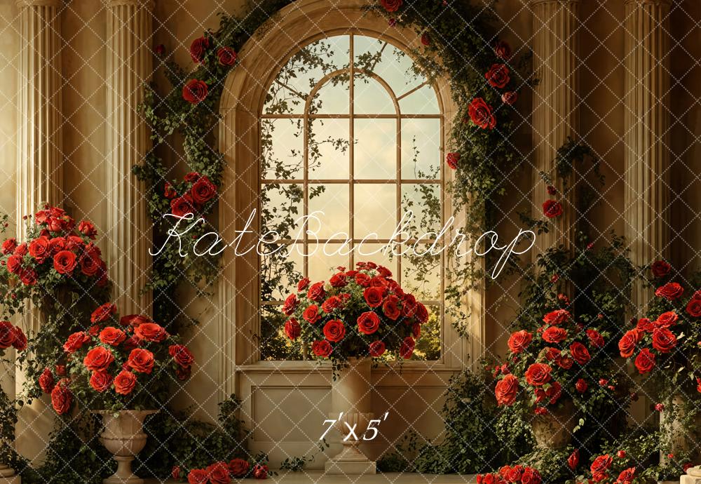 Kate Valentine Vintage Arched Window Rose Backdrop Designed by Emetselch