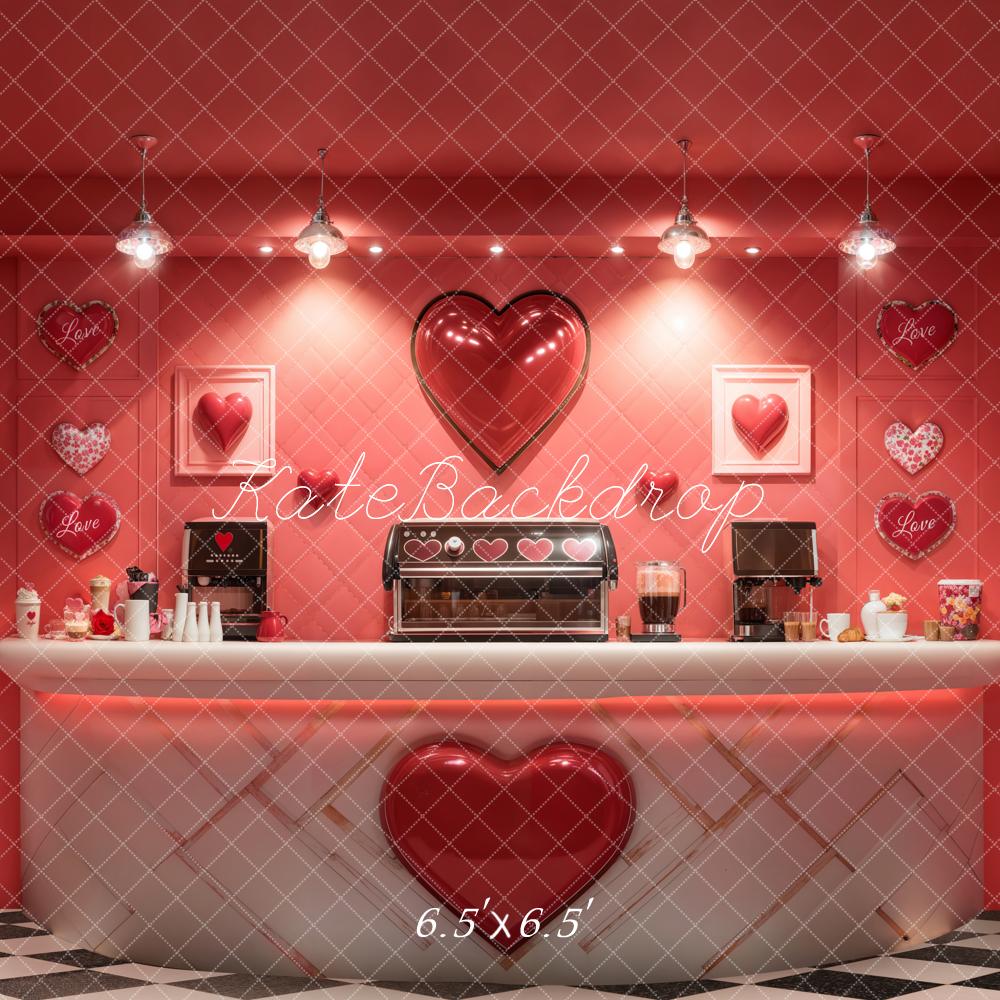 Kate Valentine Coffee Bar Red Heart Backdrop Designed by Emetselch