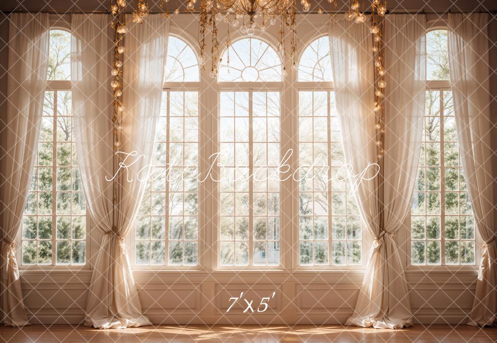 Kate Interior White Curtain Arched Window Backdrop Designed by Chain Photography