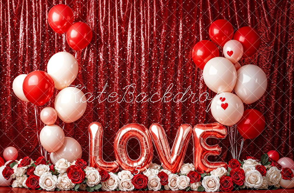 Kate Valentine's Day Love Balloon Curtain Backdrop Designed by Emetselch