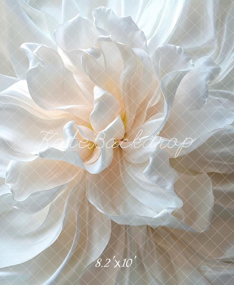 Kate White Flower Satin Backdrop Designed by Emetselch