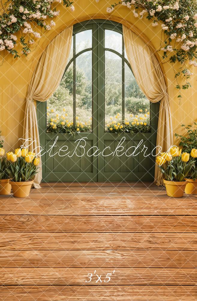 Kate Spring Floral Arch Door Yellow Backdrop Designed by Emetselch