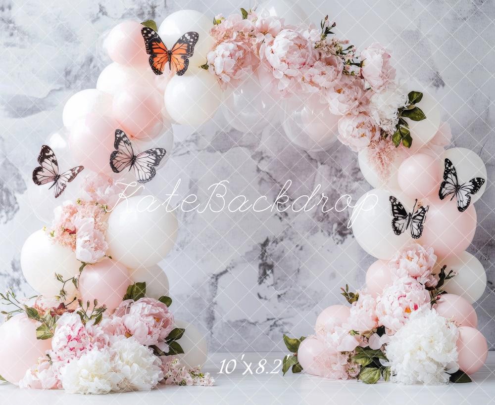 Kate Spring Floral Balloon Arch Butterfly Backdrop Designed by Emetselch