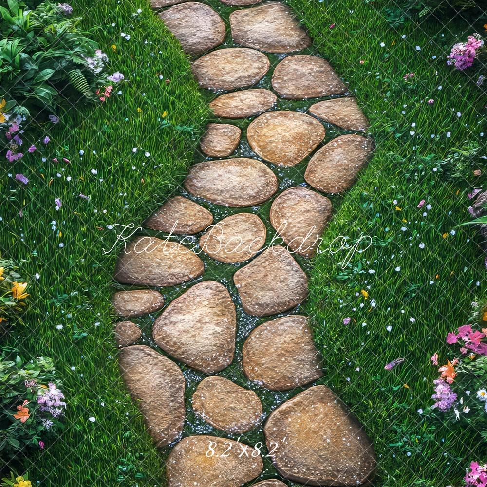 Fondo de jardín de camino de piedra de primavera diseñado por Mini MakeBelieve