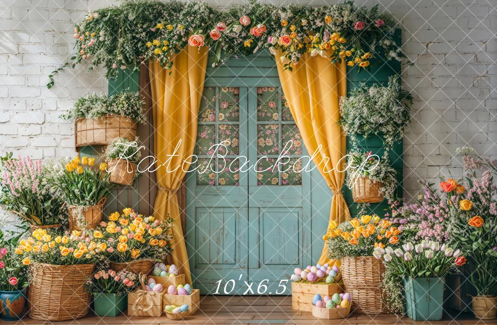 Easter Floral Deur Gordijn Foto Achtergrond Designed by Emetselch