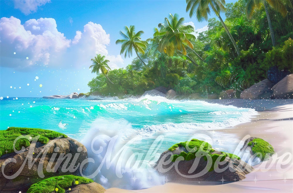 Fondo de Isla en la Playa del Mar Soñador de Verano Diseñado por Mini MakeBelieve