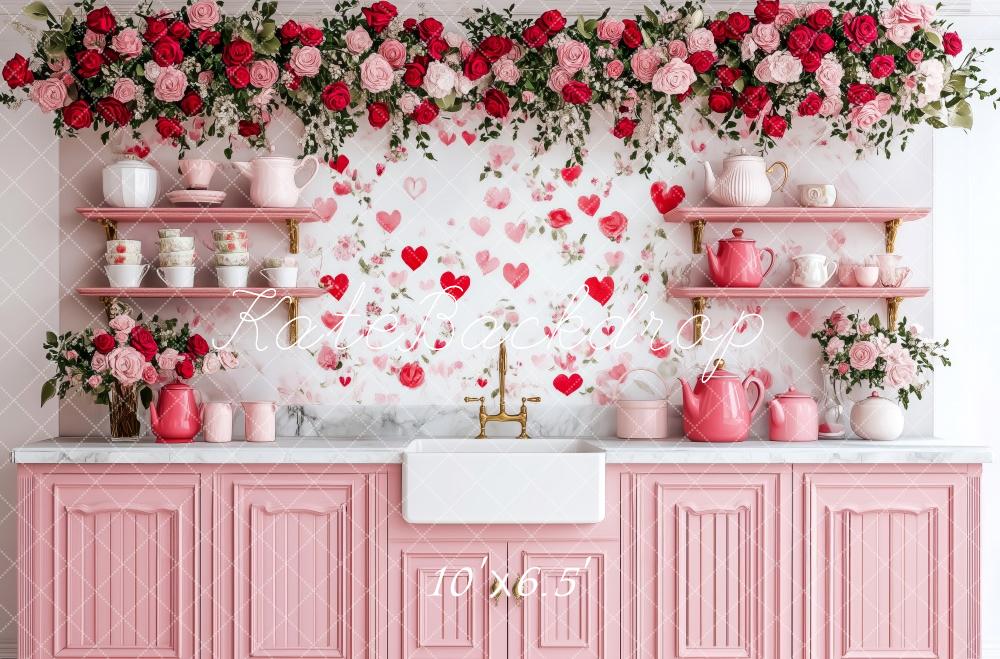 Valentine Keuken Rozen Roze Foto Achtergrond Designed by Patty Roberts