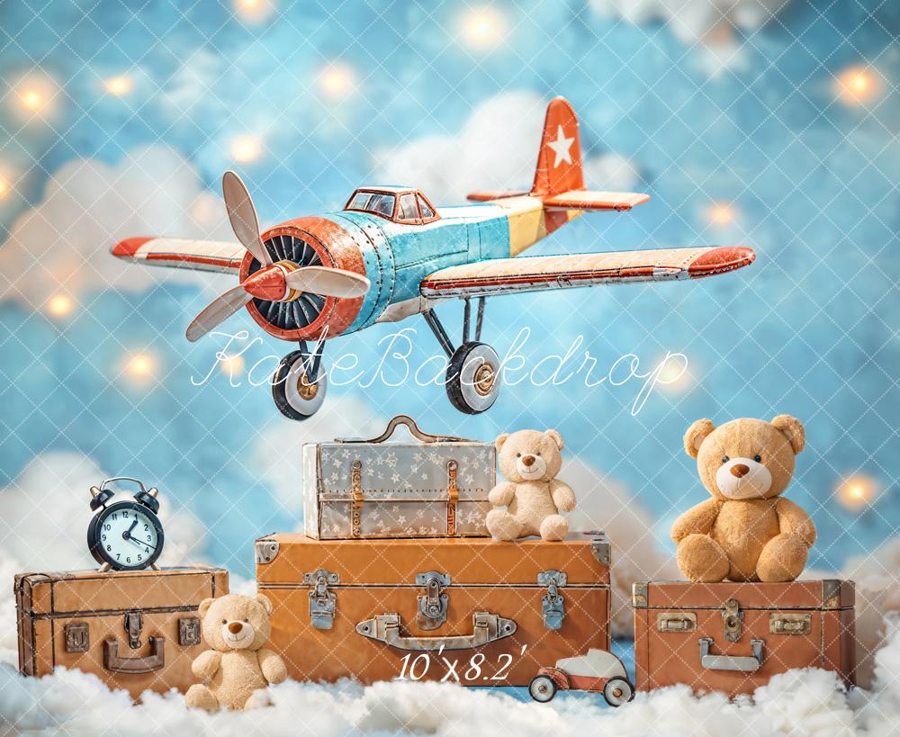 Vintage Vliegtuig Teddybeer Foto Achtergrond Designed by Emetselch