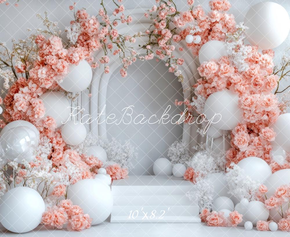 Kate Spring Flower Arch Balloon Pink Backdrop Designed by Emetselch