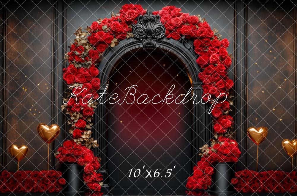 Kate Valentine Rose Arch Heart Retro Backdrop Designed by Mini MakeBelieve