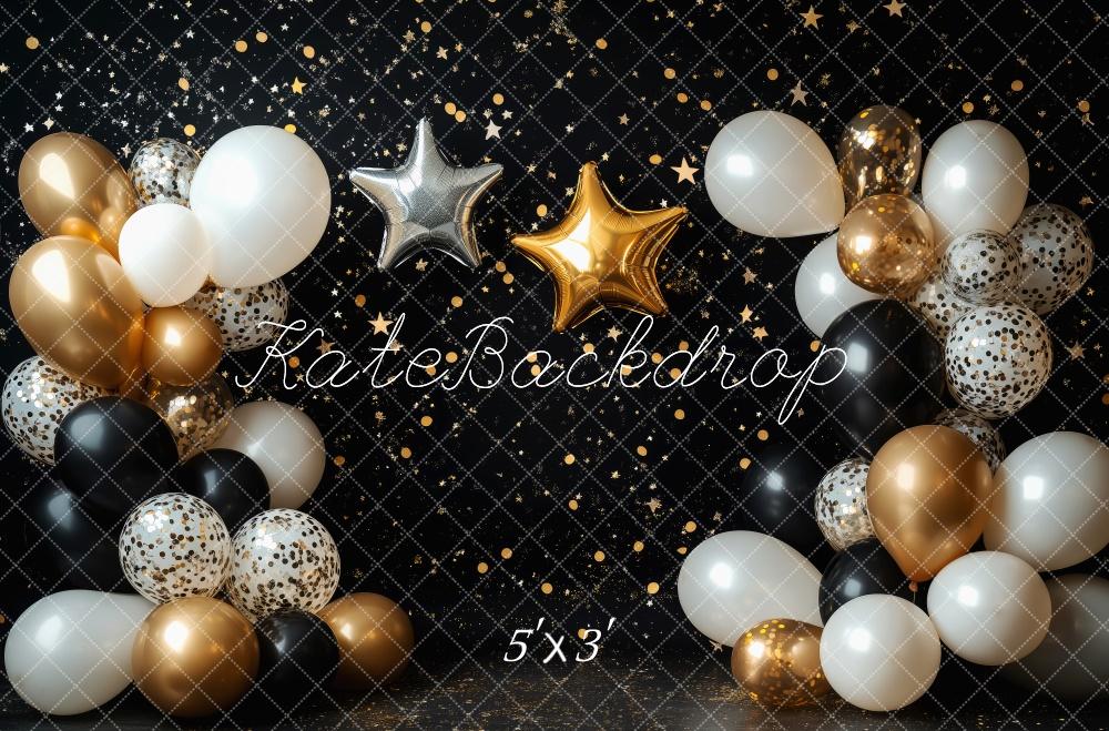 Kate Cake Smash Black Star Balloon Backdrop Designed by Patty Roberts