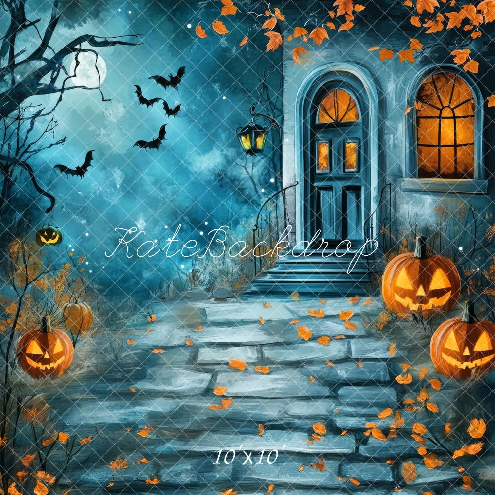 Halloween Cartoon Spooky House Foto Achtergrond Designed by Lidia Redekopp