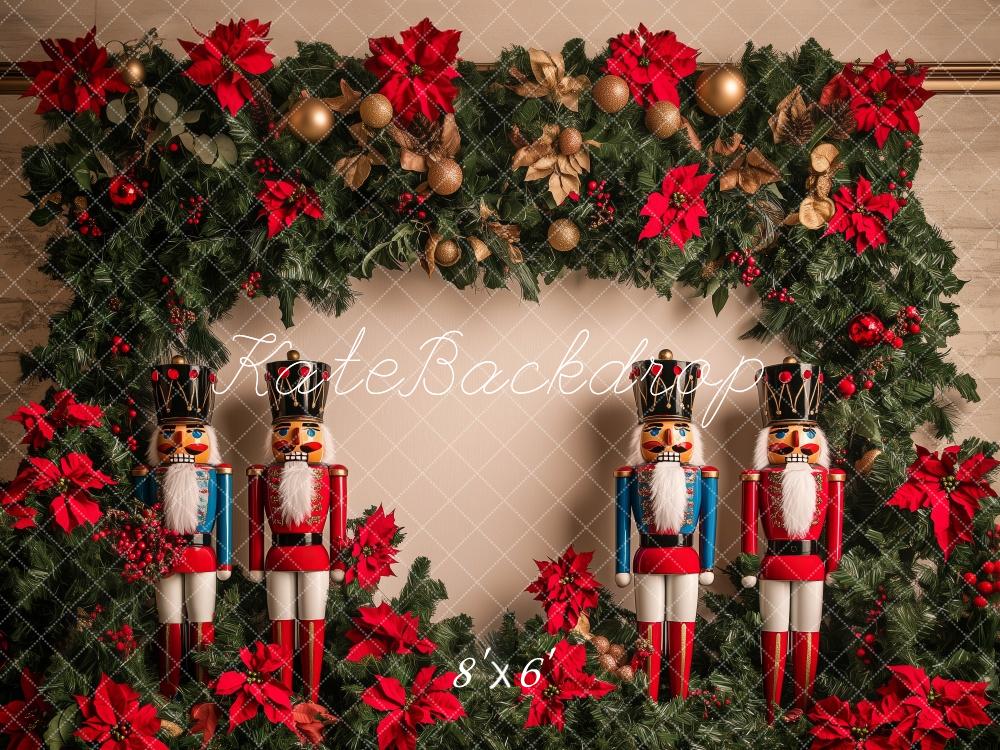 Kate Christmas Nutcracker Poinsettia Garland Backdrop Designed by Patty Roberts