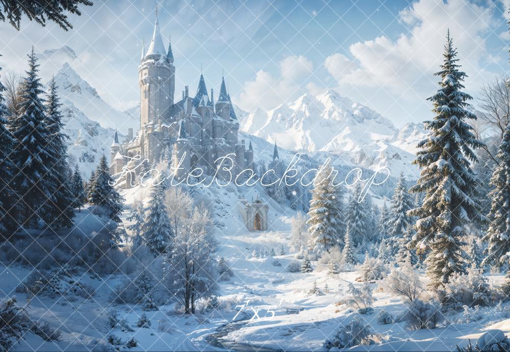 Kate Winter Castle Snowy Forest Backdrop Designed by Emetselch