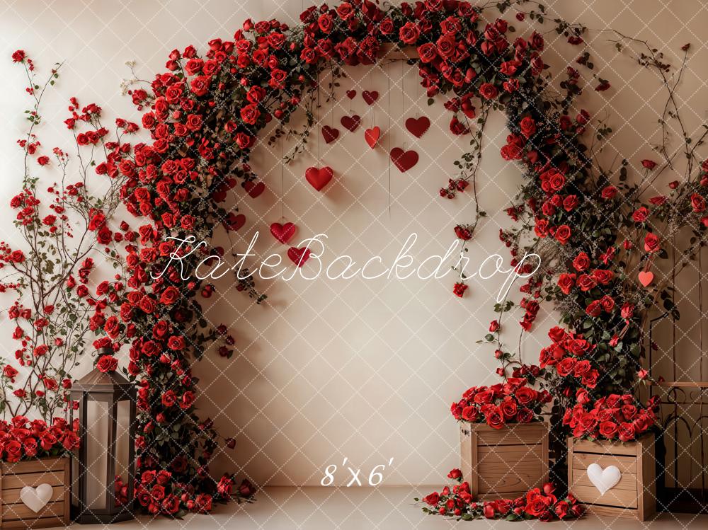 Kate Valentine Flower Arch Red Rose Backdrop Designed by Emetselch